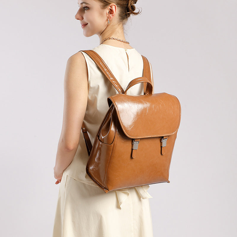 Genuine leather neutral casual handbag fashionable and simple large-capacity business travel computer backpack cowhide women's bag