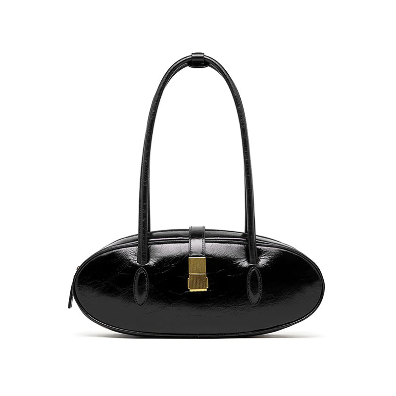 First layer waxed baguette cowhide underarm bag