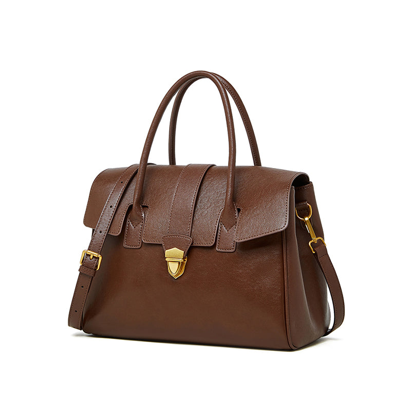Genuine leather vintage handheld tote bag vegetable tanned cowhide briefcase versatile large bag