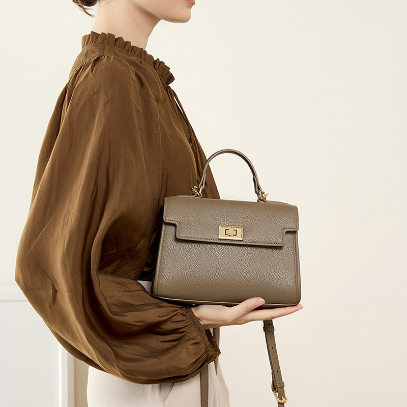 Genuine leather versatile cowhide Kelly bag mini crossbody handbag classic women's bag