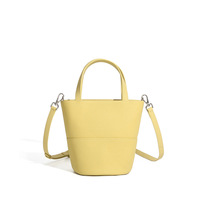 Niche genuine leather bucket bag vegetable basket shoulder crossbody women's bag Korean niche design fashion all-match bag