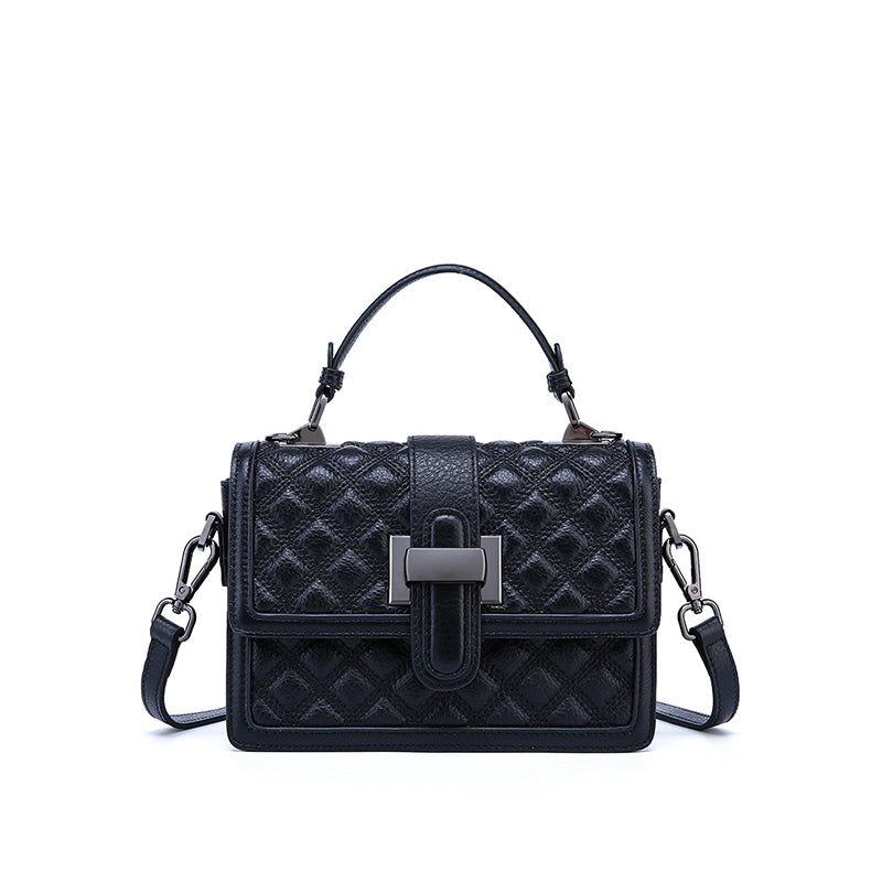 First layer genuine leather handbag fashionable and versatile one-shoulder diamond crossbody bag