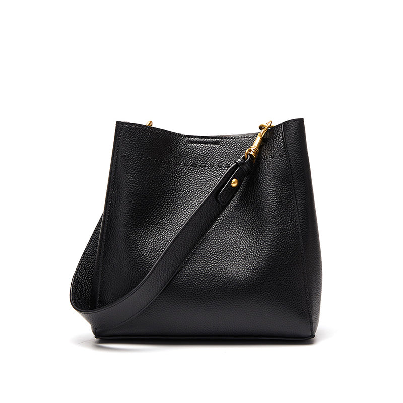 Vintage genuine leather all-match tote bag bucket bag