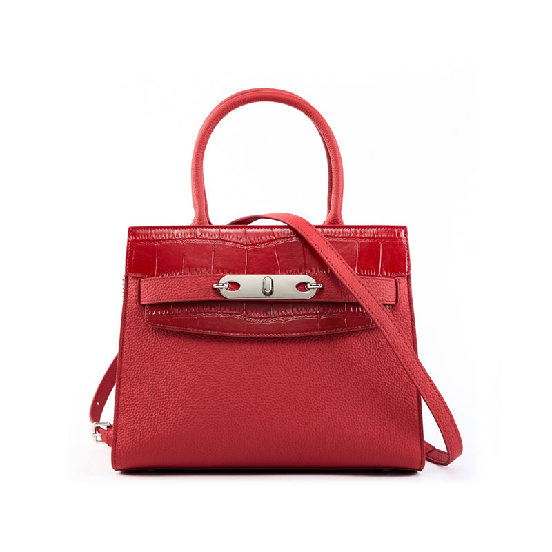 Genuine leather fashion handbag, shoulder crossbody bag, stylish light luxury Kelly bag for women