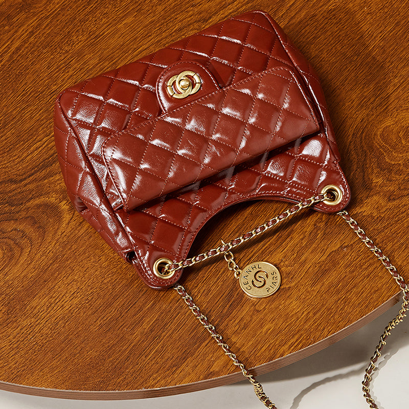 First layer of cowhide hobo bag genuine leather Chanel style fashionable versatile shoulder crossbody bag