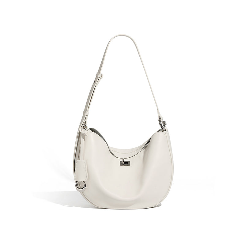 Genuine leather crossbody bag crescent bag niche design fashionable casual Korean style one-shoulder dumpling bag underarm bag