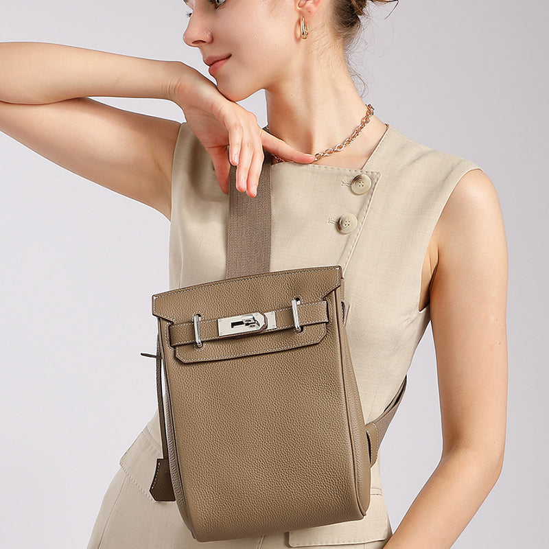 First layer of leather Kelly bag crossbody chest bag unisex backpack fashionable genuine leather shoulder crossbody bag