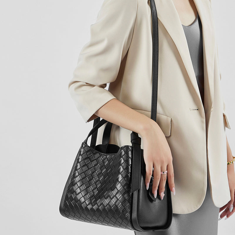 Genuine leather niche high-end bucket bag cowhide casual fashion shoulder messenger bag