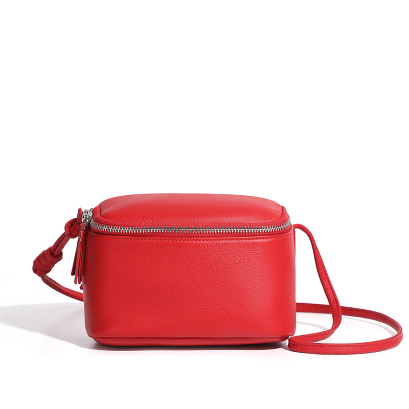 Genuine leather crossbody box bag simple soft cowhide shoulder mobile phone small square bag