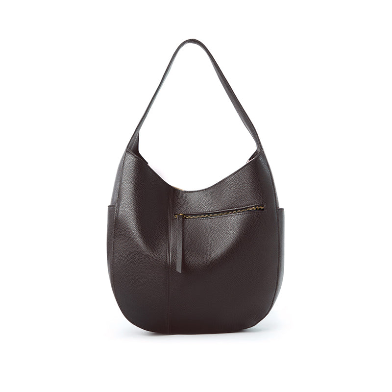 Top layer cowhide tote bag advanced simple large capacity genuine leather commuter crescent bag high quality shoulder handbag women's bag