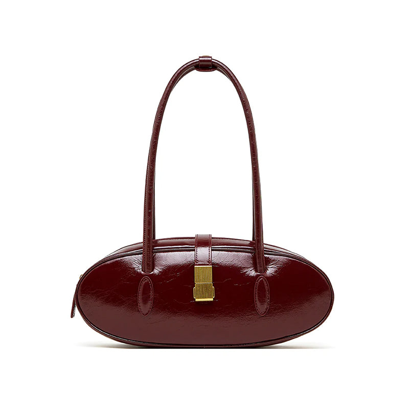First layer waxed baguette cowhide underarm bag