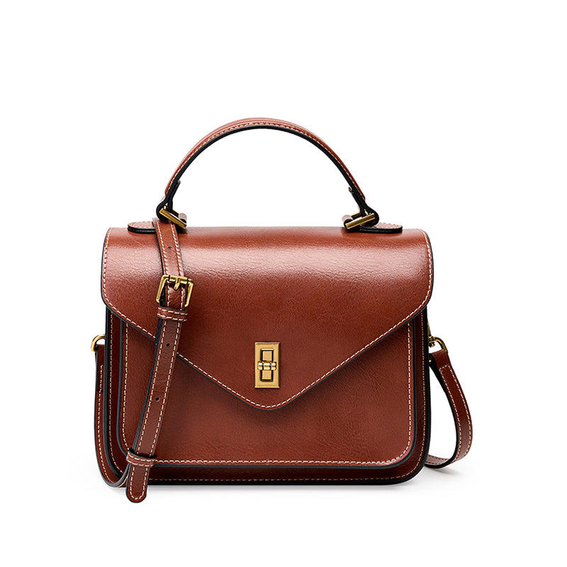 Genuine vegetable tanned cowhide handbag fashionable shoulder crossbody messenger bag