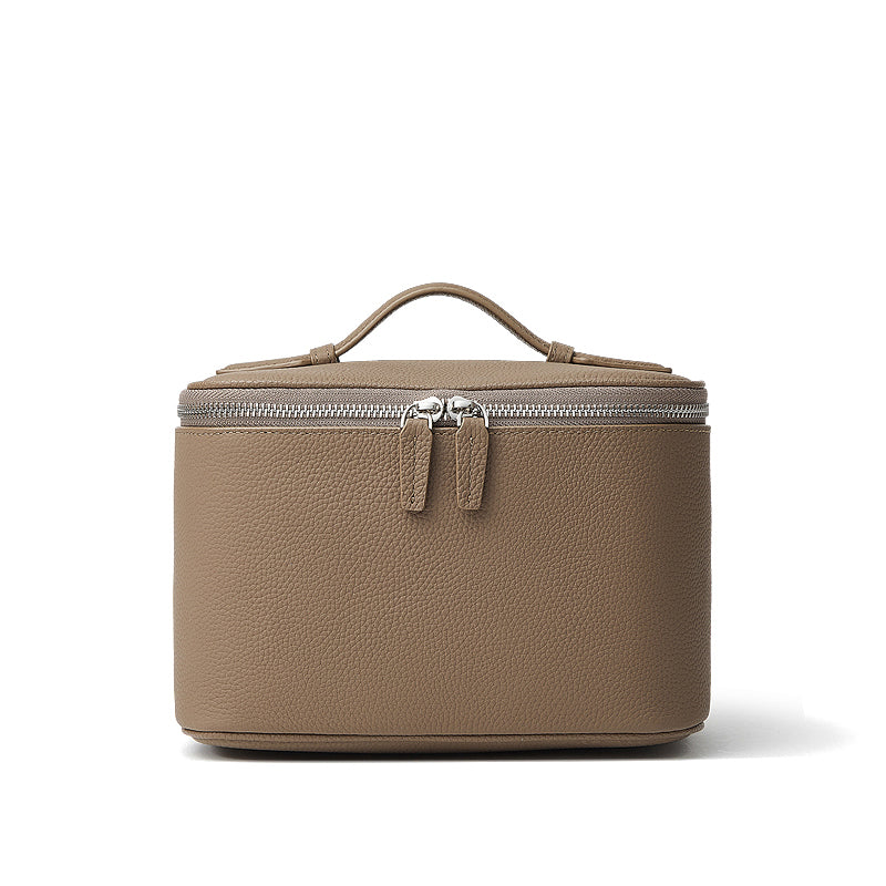 Genuine leather multi-compartment cosmetic bag, large capacity toiletry bag, high-end cowhide storage bag