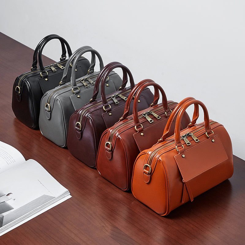 Genuine leather Boston pillow bag fashionable casual handbag cowhide shoulder messenger bag