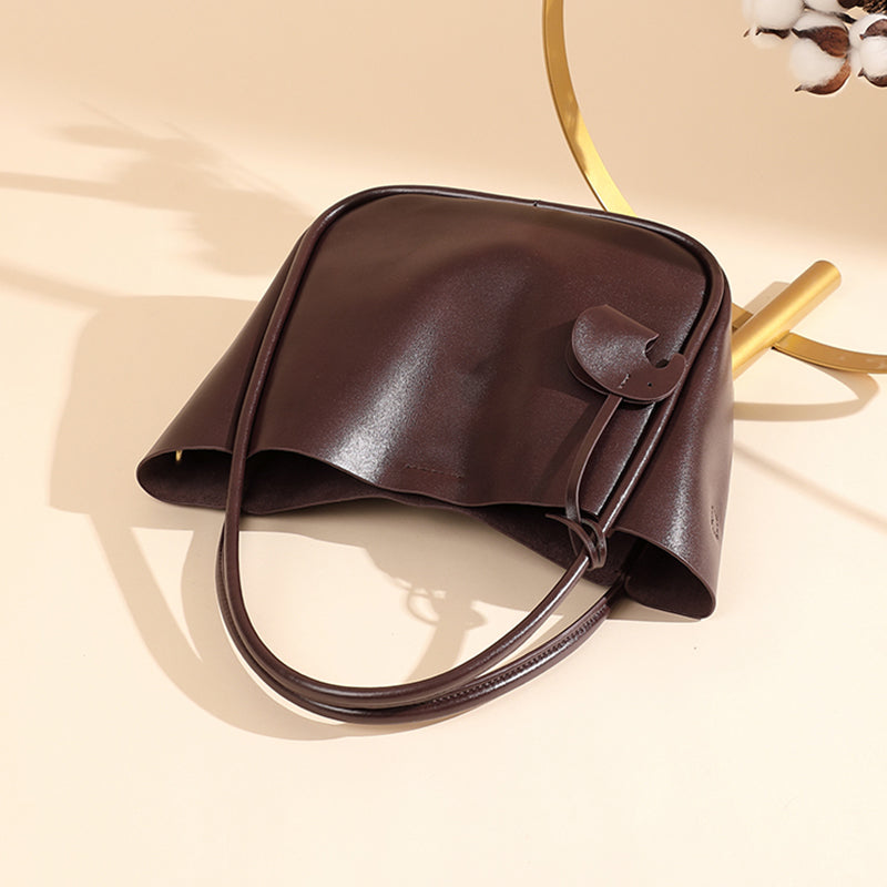 Cowhide shoulder bucket bag genuine leather handbag fashionable shoulder tote bag