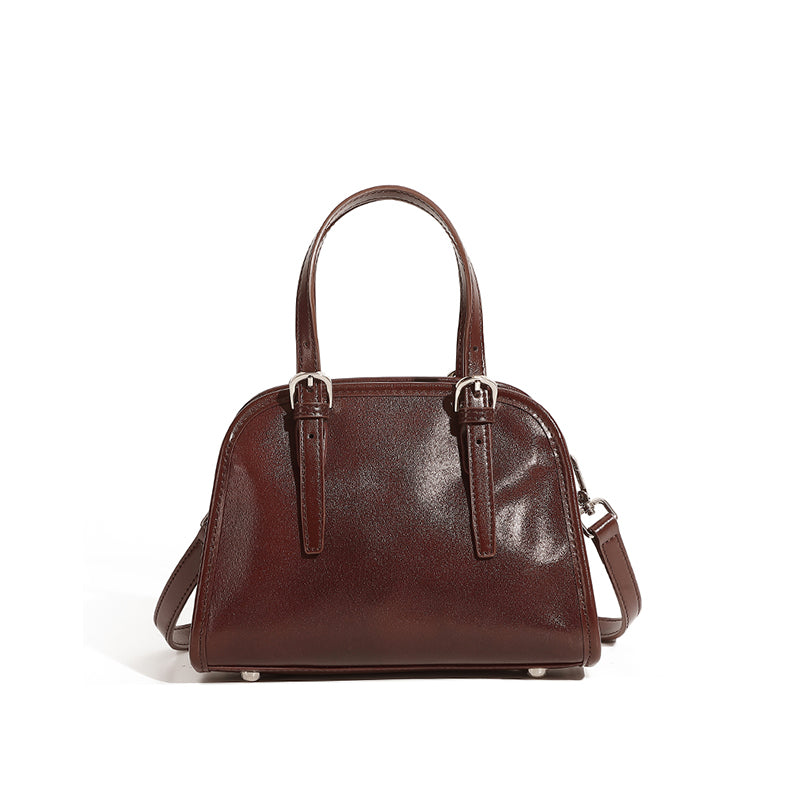 Cowhide handbag bowling bag retro women's bag commuter versatile large capacity shoulder messenger bag