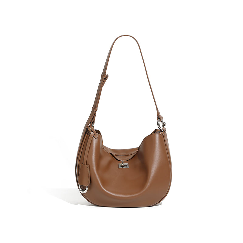 Genuine leather crossbody bag crescent bag niche design fashionable casual Korean style one-shoulder dumpling bag underarm bag