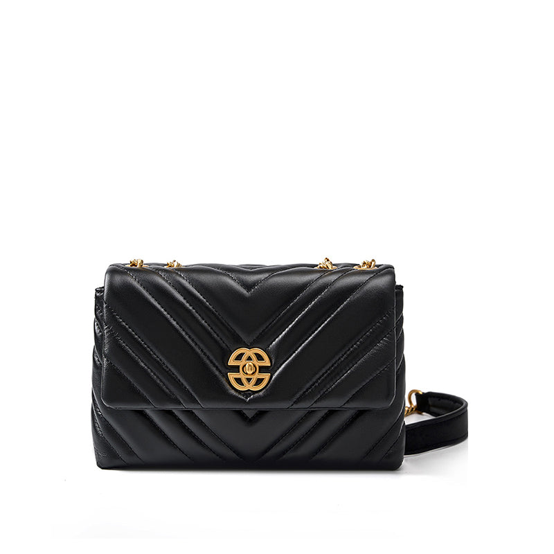 Diamond-patterned genuine leather chain small square bag cowhide underarm bag shoulder crossbody bag
