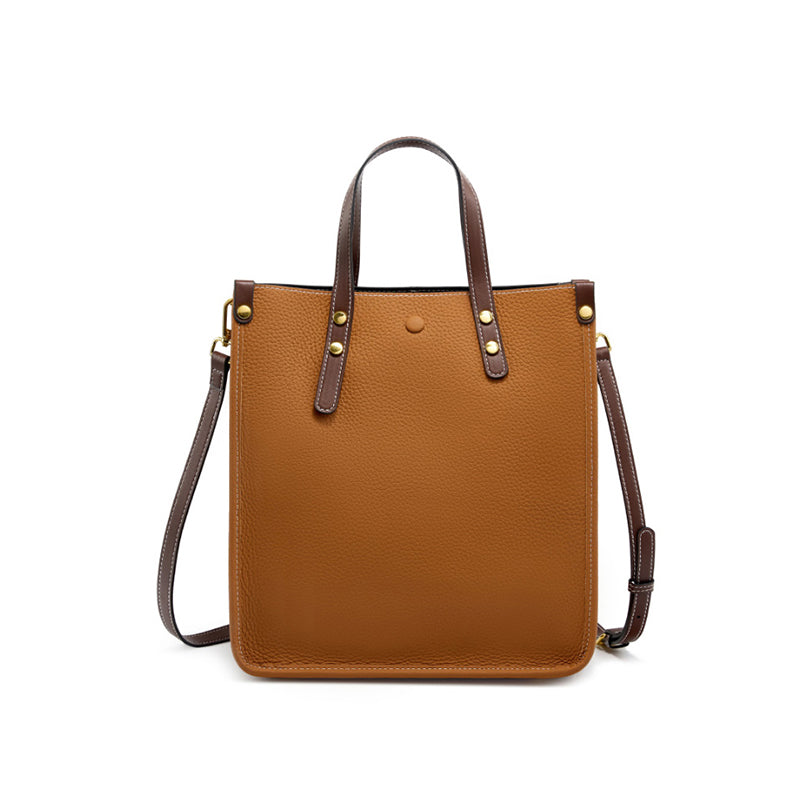 Fashion leather vertical tote bag handbag first layer cowhide versatile shoulder bag briefcase soft leather messenger bag