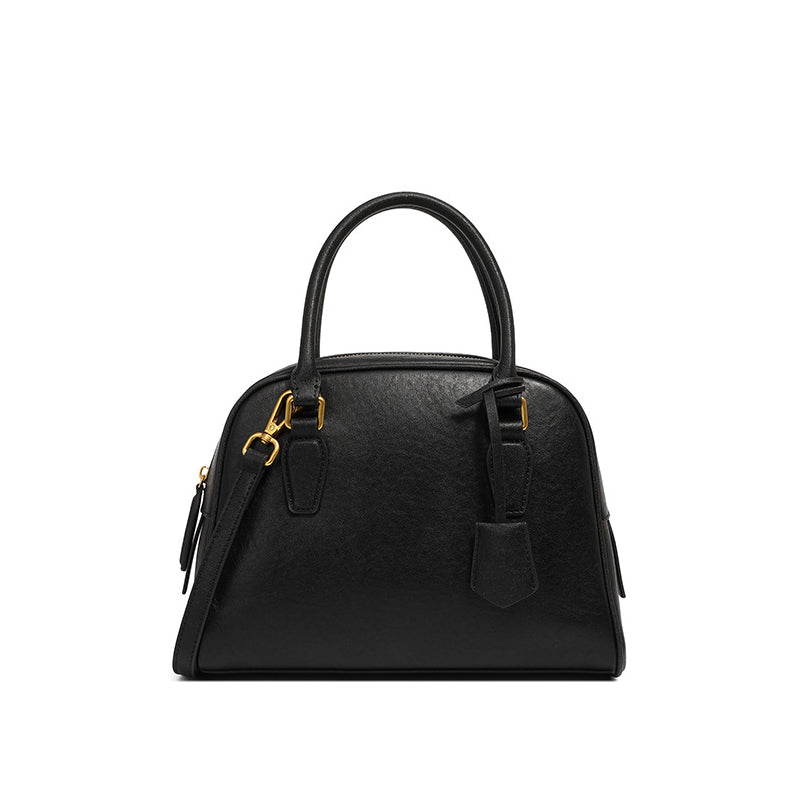 Top layer cowhide minimalist Boston bowling bag genuine leather handheld shoulder crossbody bag