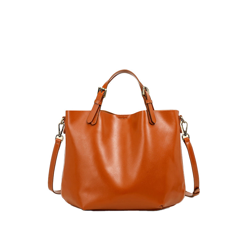 Simple tote bag with large capacity, versatile and high-end hand-held, shoulder and crossbody bucket bag