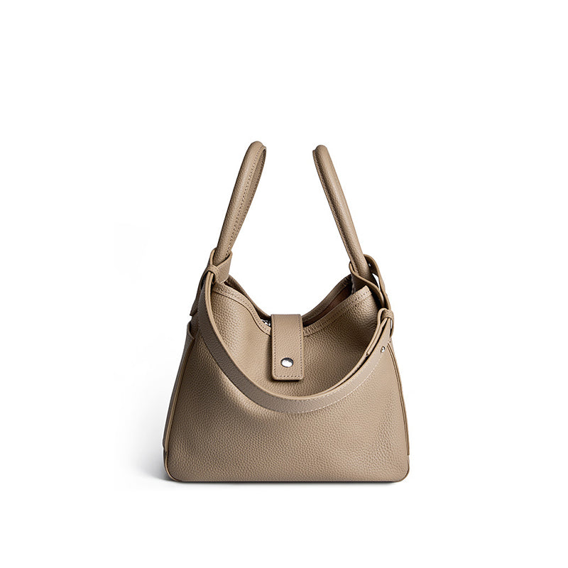 Niche design genuine leather bucket bag tote