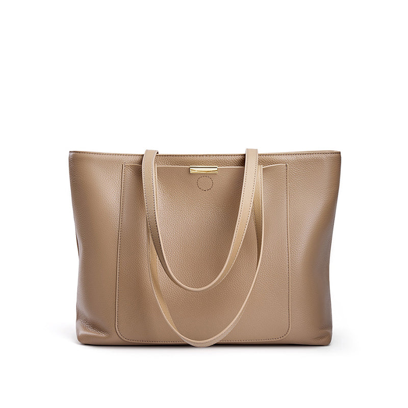 High-end large-capacity tote bag for women, trendy commuting versatile shoulder bag genuine leather