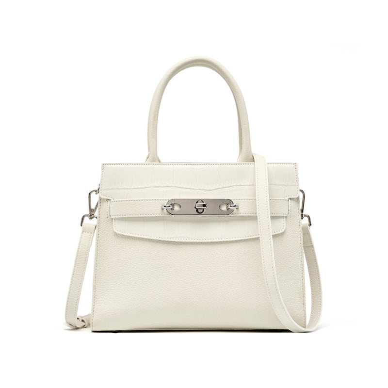 Genuine leather fashion handbag, shoulder crossbody bag, stylish light luxury Kelly bag for women