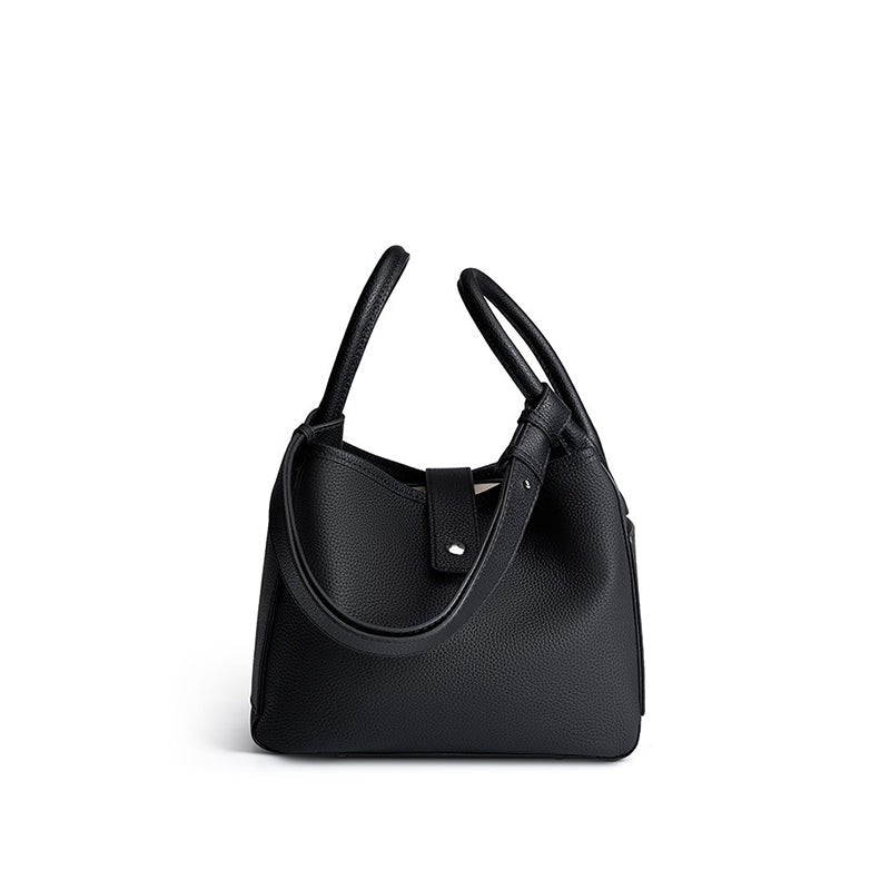 Niche design genuine leather bucket bag tote