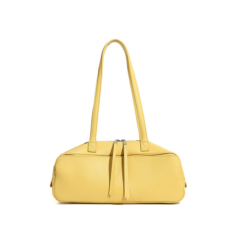 Top layer cowhide bowling ball underarm bag toast pillow bag genuine leather versatile shoulder bag