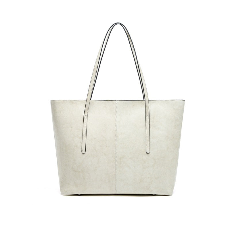 Large capacity genuine leather tote bag versatile handbag underarm bag niche shoulder bag bags