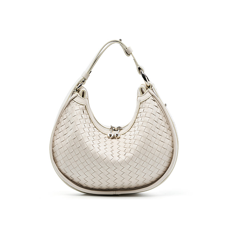 Niche cowhide woven handbag genuine leather fashion underarm bag shoulder crossbody bag