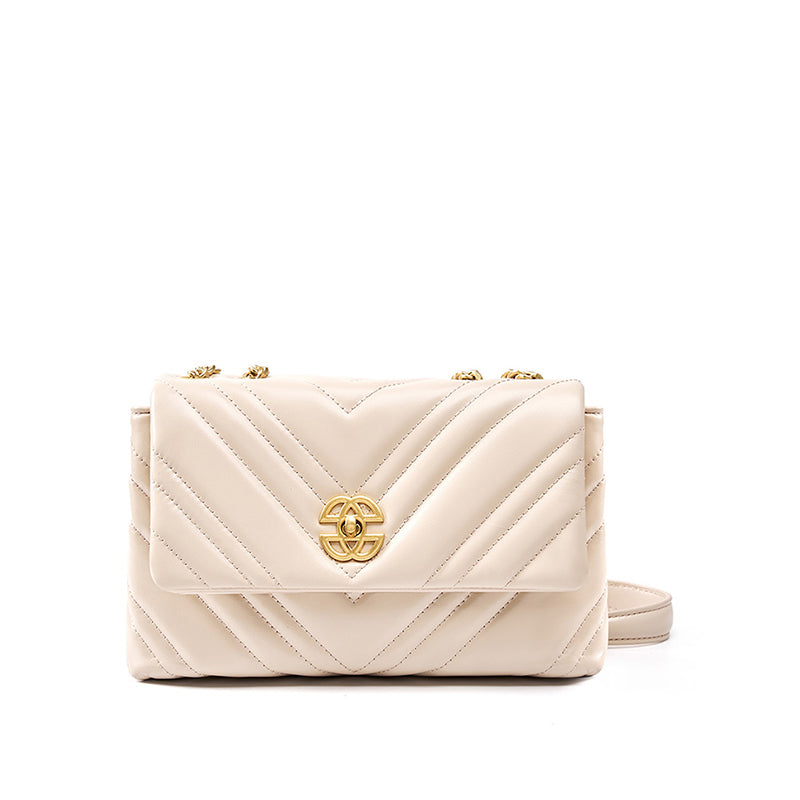 Diamond-patterned genuine leather chain small square bag cowhide underarm bag shoulder crossbody bag