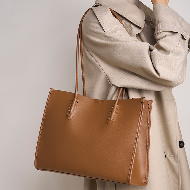 Genuine leather women's bag niche soft leather tote bag large capacity cowhide shoulder bag