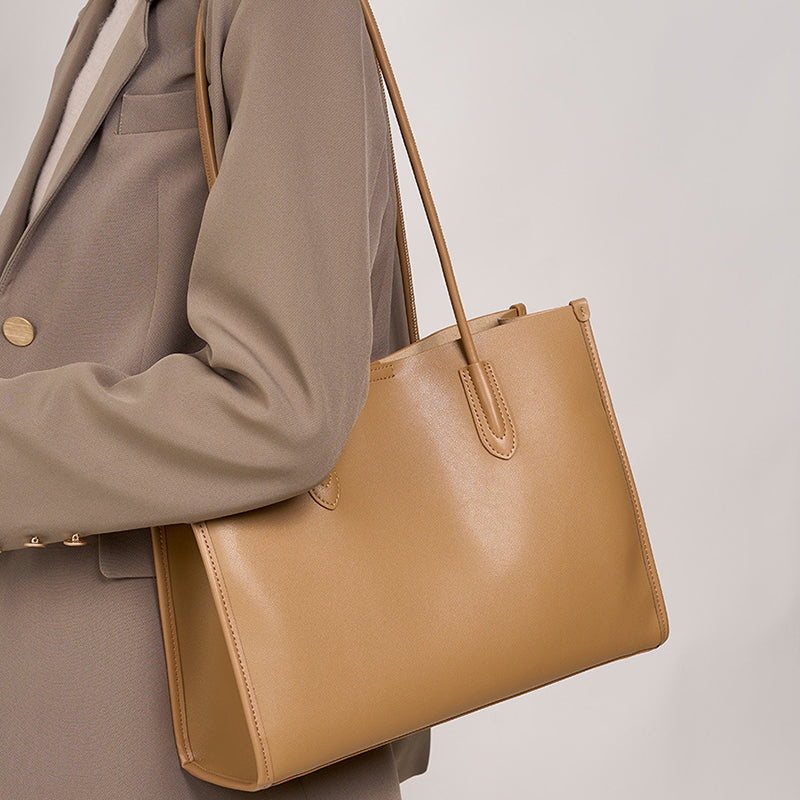 Genuine leather women's bag niche soft leather tote bag large capacity cowhide shoulder bag