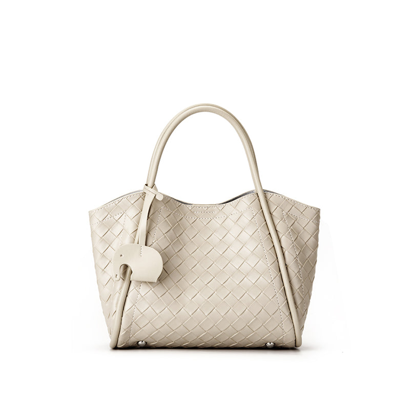 Genuine leather woven pattern tote bag large capacity versatile handheld crossbody bag mother and daughter bag
