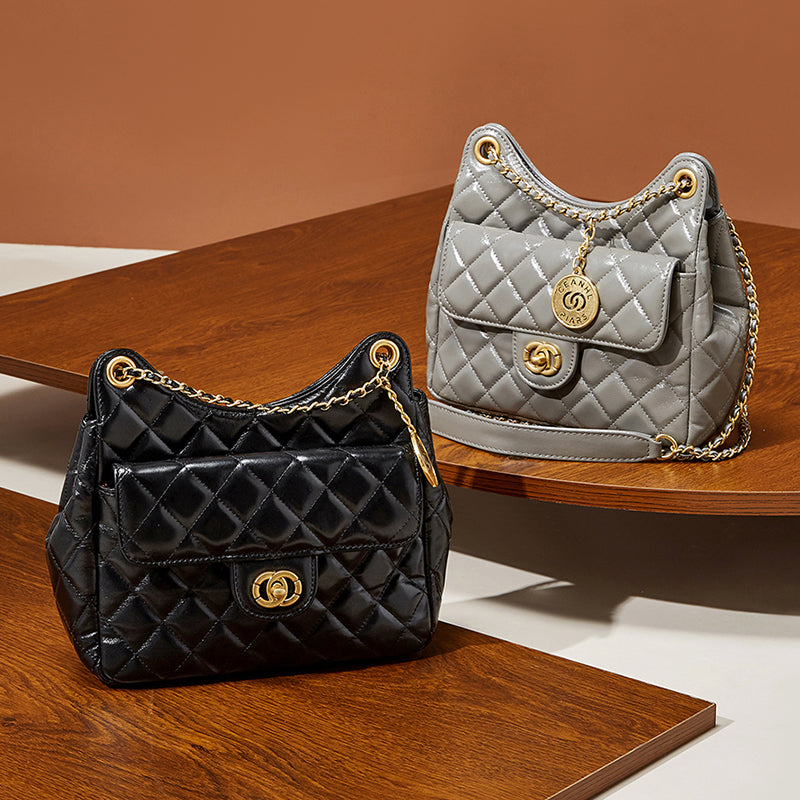First layer of cowhide hobo bag genuine leather Chanel style fashionable versatile shoulder crossbody bag