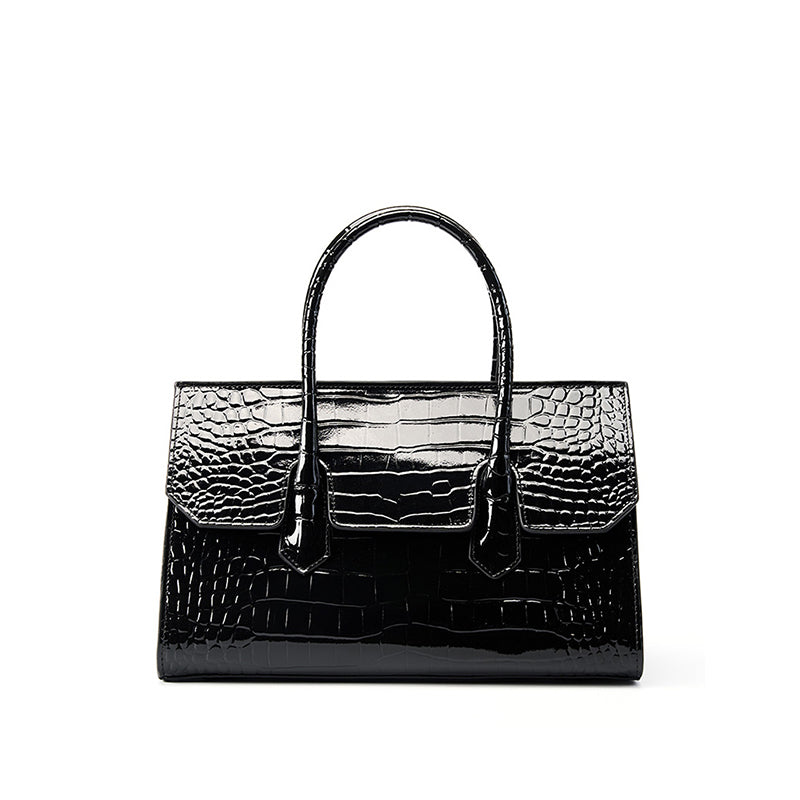 Genuine leather Boston shoulder bag crocodile pattern handbag large bag light luxury simple crossbody bag