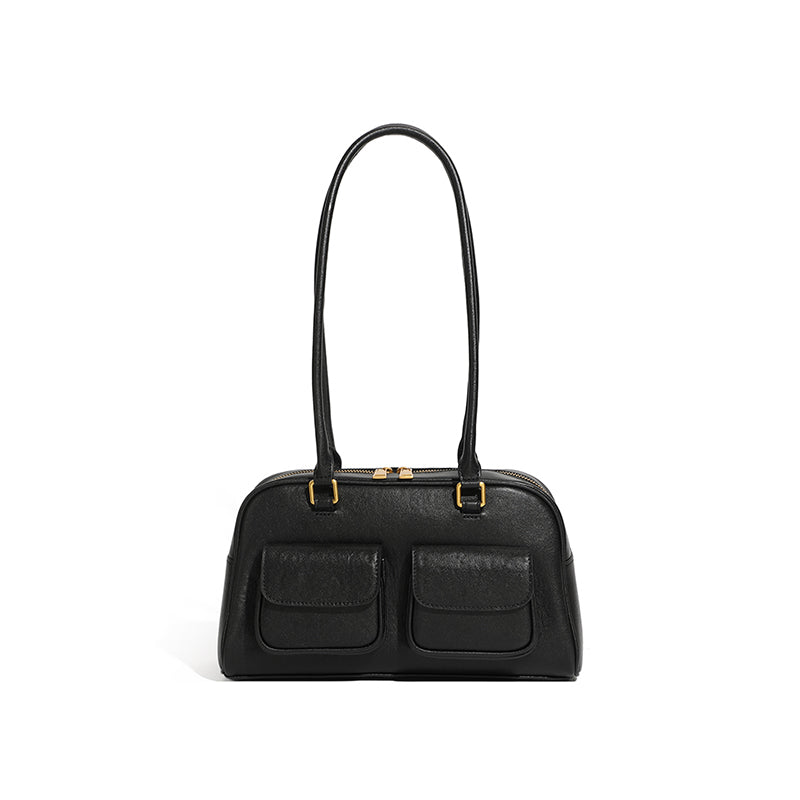 Niche design genuine leather vintage underarm bag bowling bag Boston underarm bag shoulder bag women's bag