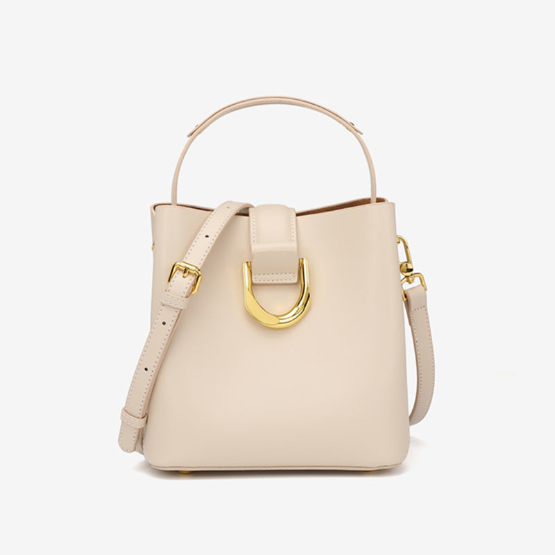Genuine leather versatile bucket bag fashionable commuter handbag shoulder messenger bag