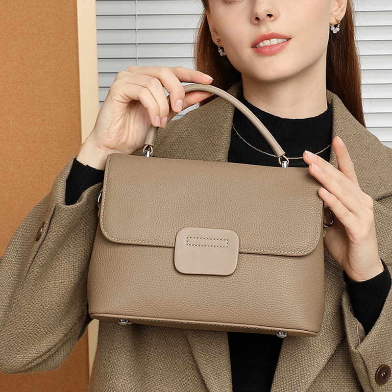 Top layer cowhide shoulder messenger bag simple fashion classic soft leather shell handbag