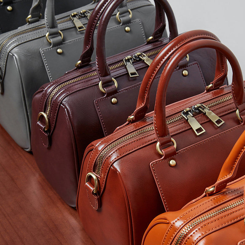 Genuine leather Boston pillow bag fashionable casual handbag cowhide shoulder messenger bag