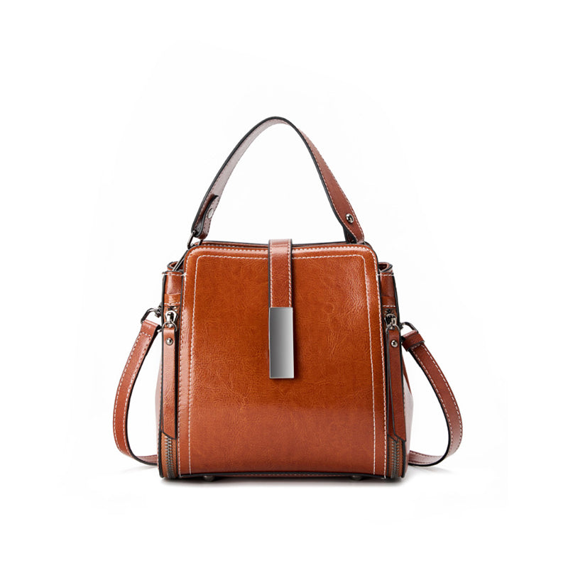 Genuine leather shoulder bag messenger bag ladies versatile large capacity fashion handbag simple women's bag
