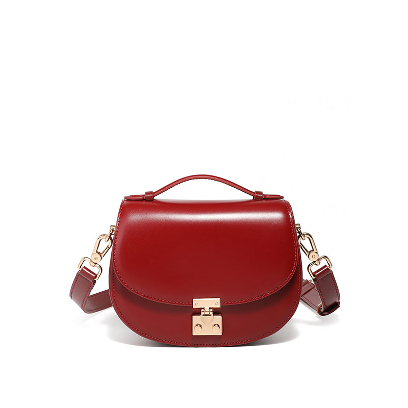 Genuine leather high-end handbag saddle bag crescent bag fashionable handbag crossbody bag versatile shoulder bag