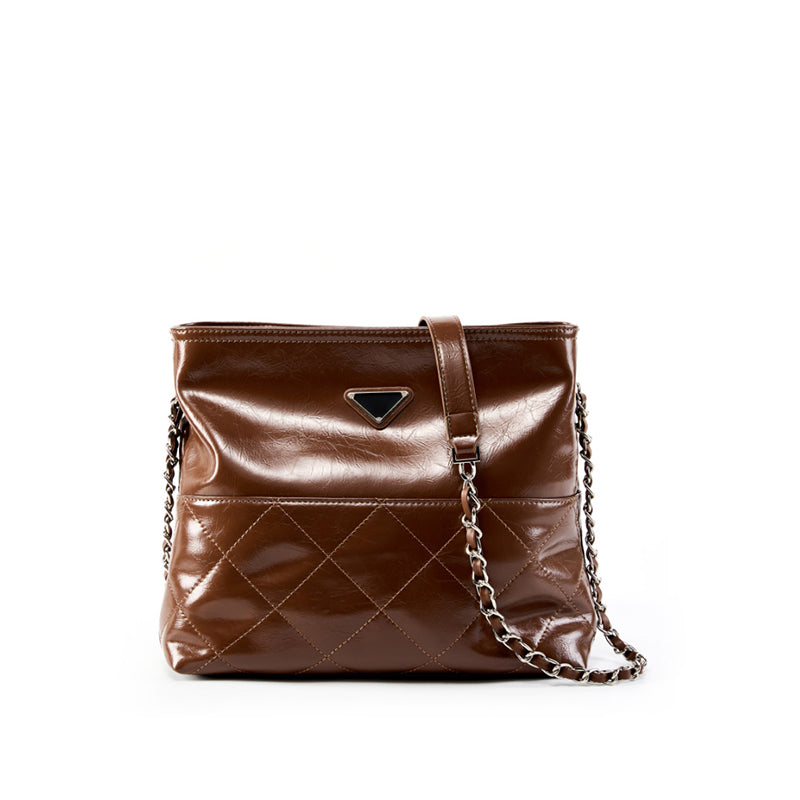 First layer cowhide tote bag versatile small square bag fashionable commuter shoulder messenger bag