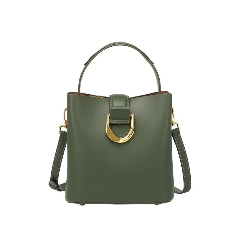 Genuine leather versatile bucket bag fashionable commuter handbag shoulder messenger bag