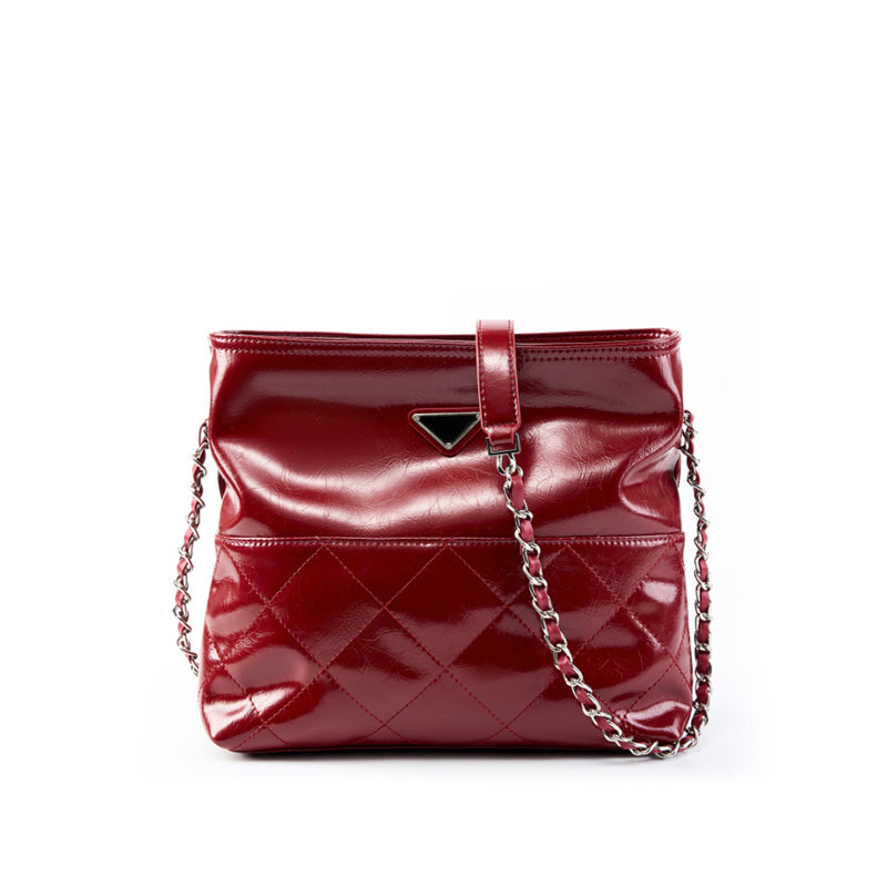 First layer cowhide tote bag versatile small square bag fashionable commuter shoulder messenger bag