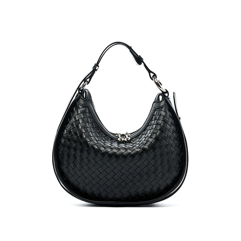 Niche cowhide woven handbag genuine leather fashion underarm bag shoulder crossbody bag