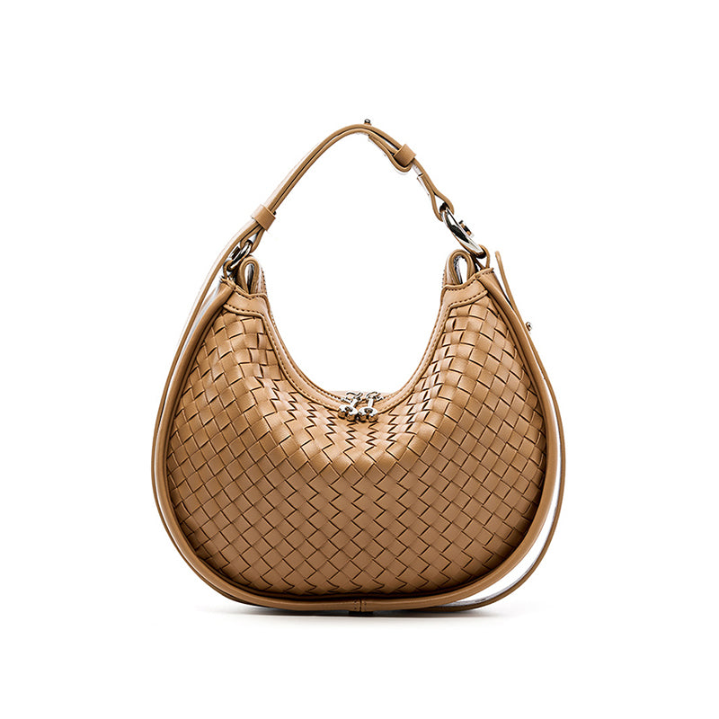 Niche cowhide woven handbag genuine leather fashion underarm bag shoulder crossbody bag