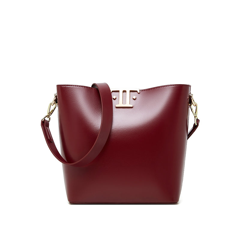 Genuine leather high-end versatile bucket bag niche underarm bag shoulder crossbody bag